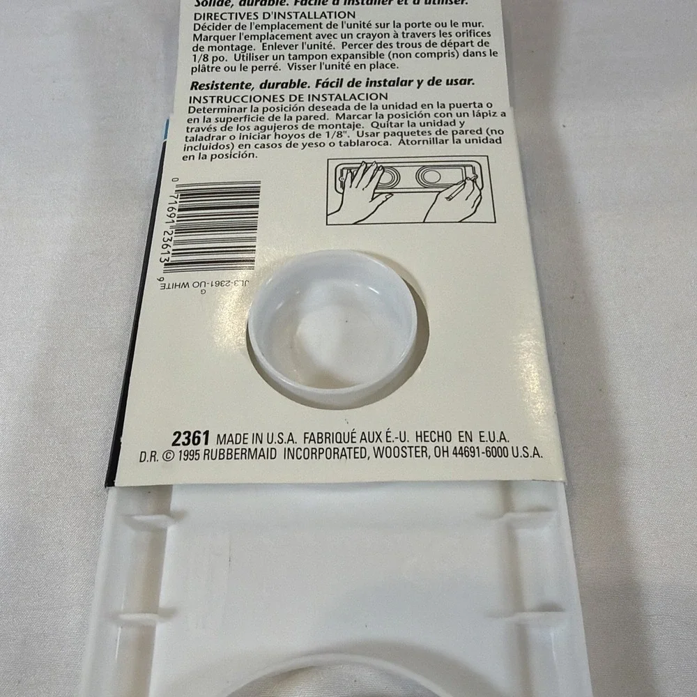 Rubbermaid 2361 Paper Towel Holder Wall‎ Mount USA Made White NOS Vintage 1995